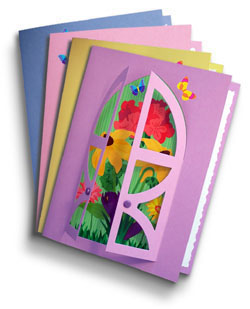 Spiritual Bouquet Cards - 4 pack (2 pink,1 yellow, 1 purple)